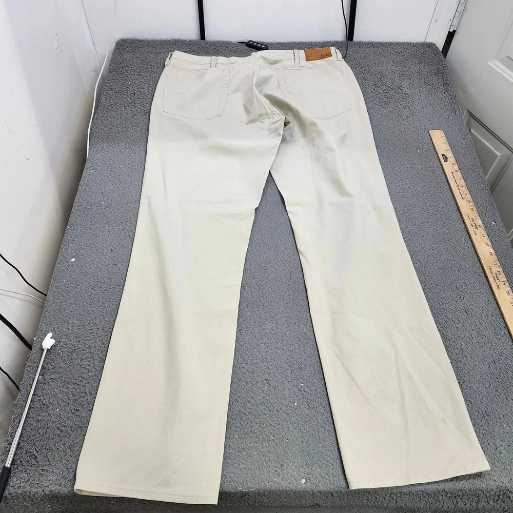 Polo Ralph Lauren Mens Tan Khaki Straight Leg 5-Pocket Twill Trousers 42x35